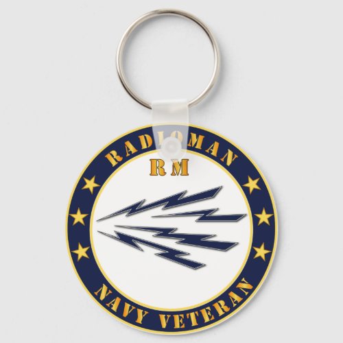 Navy _ Radioman _ RM _ Veteran _ Button Keychain