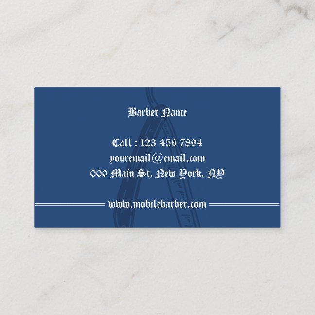 Navy Razor mobile Barber shop retro Business Card