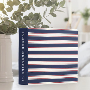 Navy, Red and Cream Nautical Stripe Binder