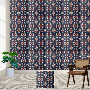Navy Red and Cream Scandinavian Inspired Geometric Ceramic Tile