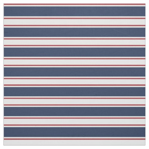 Navy Red and Cream Summer Stripe Fabric