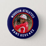 Navy &amp; Red Custom Sports Team Pin / Button at Zazzle