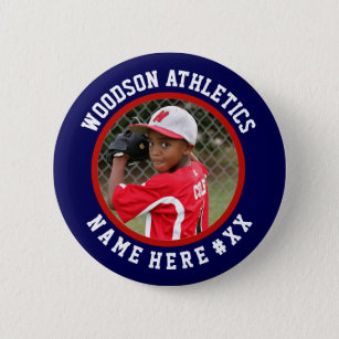 Navy & red custom sports team pin / button