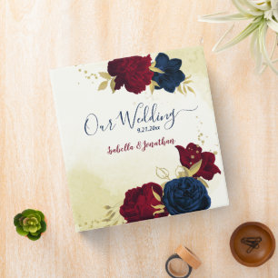 navy red flowers gold leaves photo album 3 ring binder