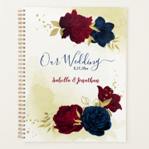 Navy & red flowers gold wedding planner