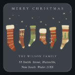 NAVY RED GREEN STAR CHIRSTMAS STOCKINGS ADDRESS SQUARE STICKER<br><div class="desc">If you need any further customisation please feel free to message me on yellowfebstudio@gmail.com.</div>