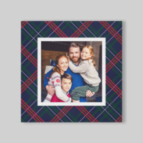 Navy Red Green Tartan Plaid Custom Family Photo Canvas Print