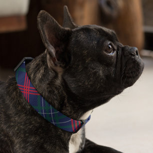Navy Red Green Tartan Plaid Dog Pet Collar