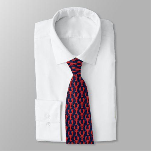 NavyRed Lobster Preppy Neck Tie