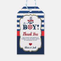 Navy Red Nautical Ahoy It's a Boy Baby Shower Gift Tags