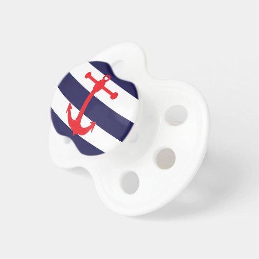 Navy & Red Nautical Pattern Pacifier (Front Right)