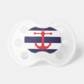 Navy & Red Nautical Pattern Pacifier (Front)
