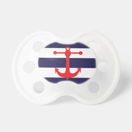 Navy & Red Nautical Pattern Pacifier (Front)