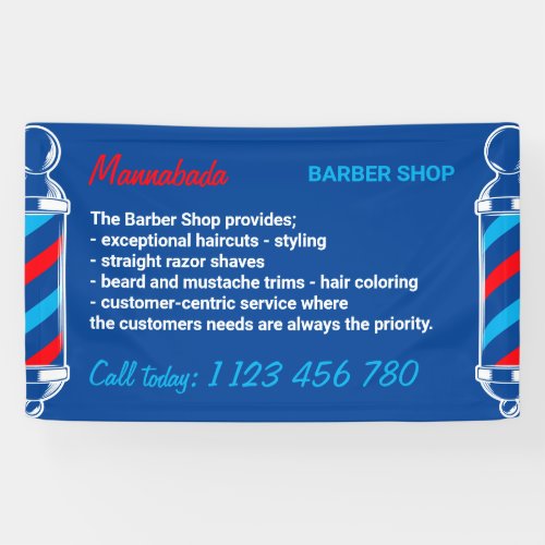 Navy Red Pole Supply Service Barber Shop Banner