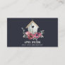 NAVY RED ROSE FLORAL WOOD HOME STAY BED BREAKFAST BUSINESS CARD