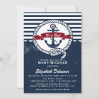 Navy & Red Rustic Nautical Baby Shower Invitation