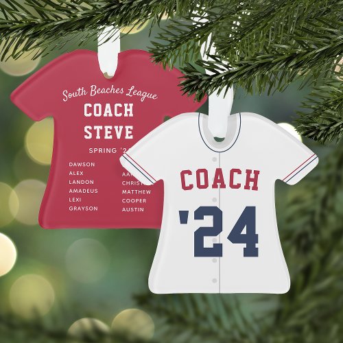 Navy Red  White Baseball Coach Team Jersey Ornament