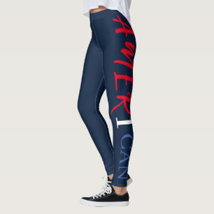 Navy Red White Blue Black Woman African America Leggings