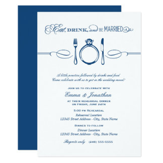 Navy Rehearsal Dinner | Eat Drink and Be Married Card