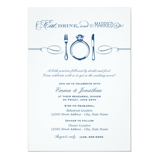 Navy Rehearsal Dinner | Eat Drink And Be Married Invitation