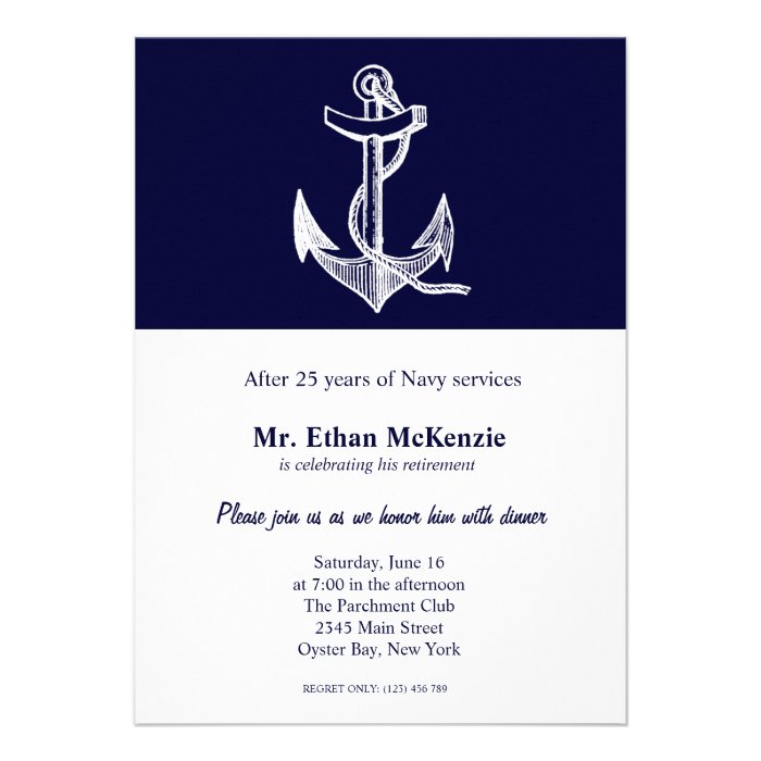 Navy Retirement Custom Invitations