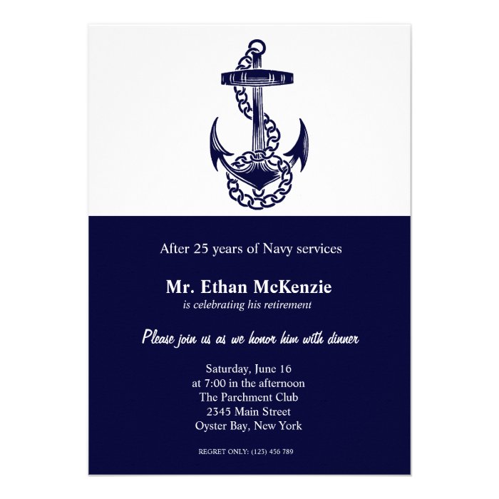 Navy Retirement Custom Invitations