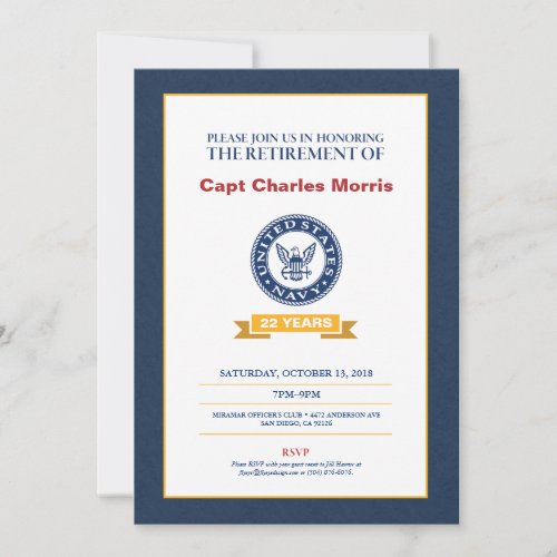 Navy Retirement Invitation