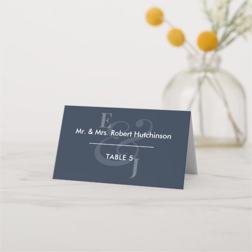 Navy Reverse Ampersand Wedding | Folded Seating Place Card