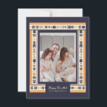 Navy Ribbon Border Family Photo Hanukkah Card<br><div class="desc">Navy ribbon border Hanukkah cards. These photo cards have a classic elegance. Use the personalization feature to edit the details.</div>