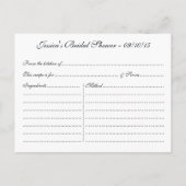 Navy Ribbon On Burlap & Lace Bridal Shower Recipe Invitation Postcard (Back)