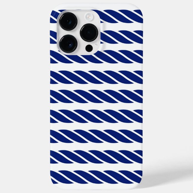 Navy Rope Stripes Nautical Customizable Background Case-Mate iPhone Case (Back)