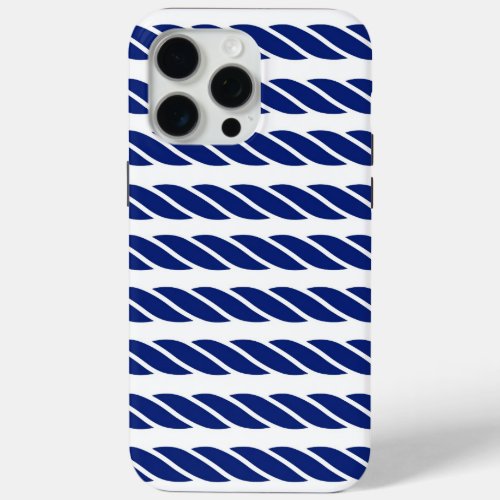 Navy Rope Stripes Nautical Customizable Background iPhone 15 Pro Max Case