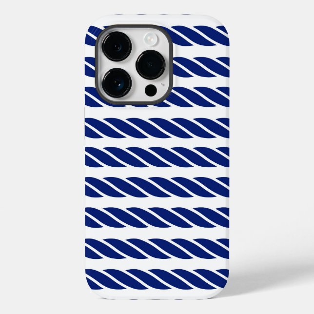 Navy Rope Stripes Nautical Customizable Background Case-Mate iPhone Case (Back)