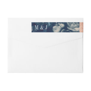 Navy Rose Gold Antique Bouquet Wedding Wrap Around Label