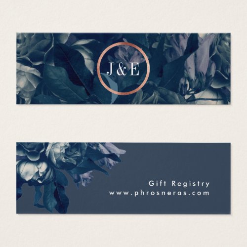 Navy Rose Gold Bouquet Gift Registry Card