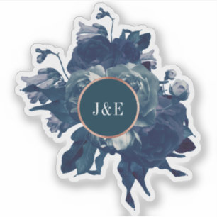 Navy Rose Gold Bouquet Sticker