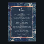 Navy Rose Gold Bouquet Wedding Menu<br><div class="desc">This is a rack card or wedding reception menu. Antique navy roses for a wonderful bohemian themed wedding. Vintage style florals. Navy roses & florals. Stylish Boho wedding. A formal elegant design in florals for your wedding menu for a boho inspired wedding. Antique navy roses below brings to life your...</div>