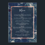 Navy Rose Gold Bouquet Wedding Menu<br><div class="desc">This is a rack card or wedding reception menu. Antique navy roses for a wonderful bohemian themed wedding. Vintage style florals. Navy roses & florals. Stylish Boho wedding. A formal elegant design in florals for your wedding menu for a boho inspired wedding. Antique navy roses below brings to life your...</div>