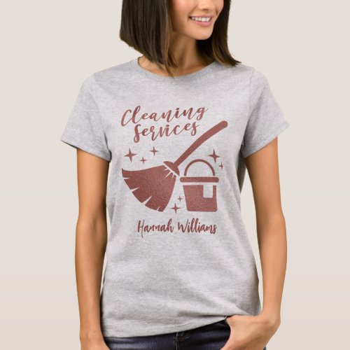Navy  Rose Gold Cleaning Services Logo   T_Shirt