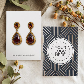 Navy Rose Gold Geometric Earring Display Card