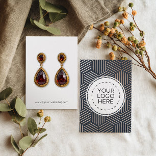 Navy Rose Gold Geometric Earring Display Card