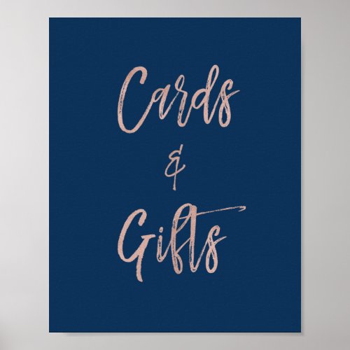 Navy  Rose Gold Glam Cards  Gifts Tabletop Sign