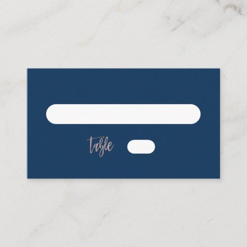 Navy  Rose Gold Glam Chic Wedding Flat Place Card
