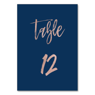 Navy & Rose Gold Glam Chic Wedding Table Number 12