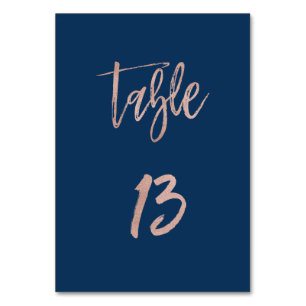 Navy & Rose Gold Glam Chic Wedding Table Number 13