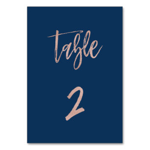 Navy & Rose Gold Glam Chic Wedding Table Number 2