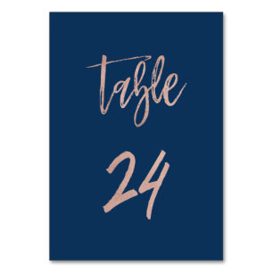 Navy & Rose Gold Glam Chic Wedding Table Number 24