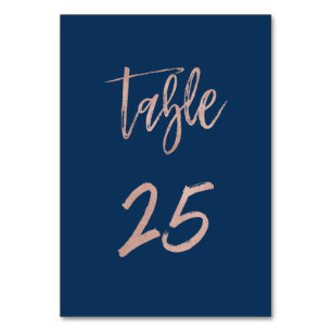 Navy & Rose Gold Glam Chic Wedding Table Number 25