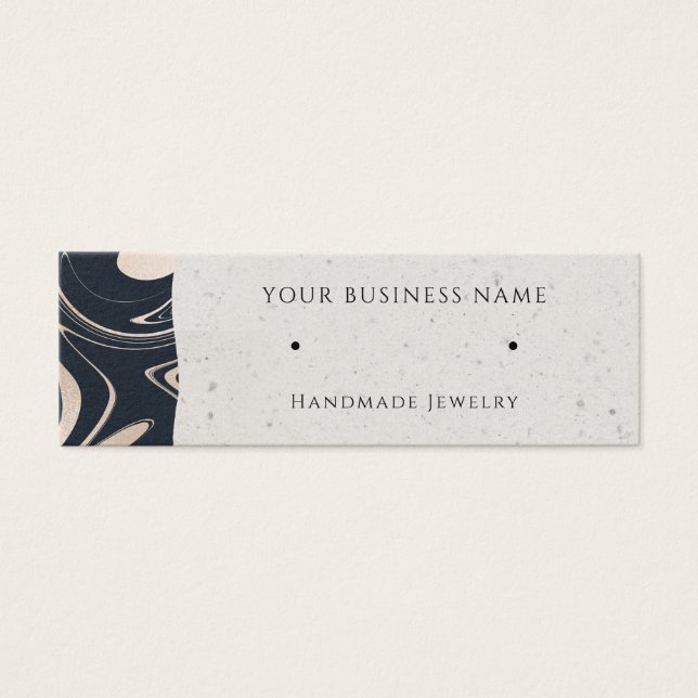 Navy Rose Gold Swirls Stud Earring Display Cards (Front)