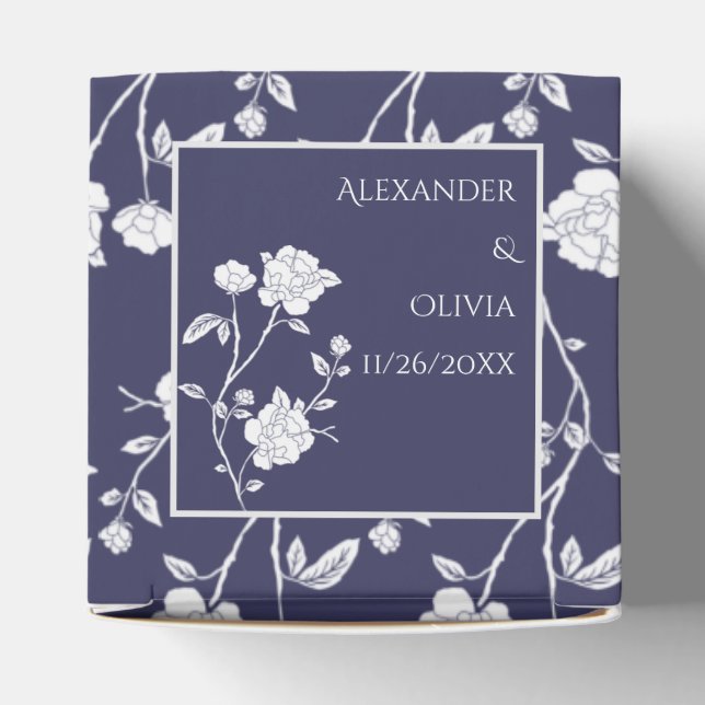 Navy Rose Wedding Favor Box (Top)